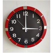 Resim Bahat Otel Salon Ofis Duvar Saati Camlı Kırmızı Metal Çerçeve 36 Cm 