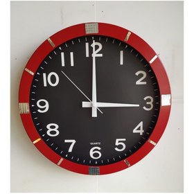 Resim Bahat Otel Salon Ofis Duvar Saati Camlı Kırmızı Metal Çerçeve 36 Cm 