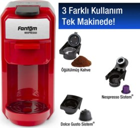 Resim Fantom Mixpresso KS 1450 Otomatik Kapsüllü Kahve Makinesi Kırmızı 