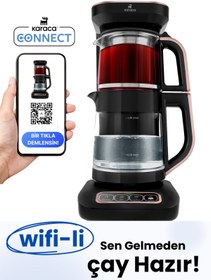 Resim Karaca Connect 4'ü 1 Arada Wifi Android-apple Uzaktan Bağlantılı Cam Çay Makinesi - Filtre Kahve Hazırlama 