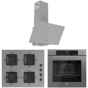 Resim Ferre Flowart Ventora Essential Gri 3'lü Ankastre Set ( QBL63CPR-SS208-D088 ) 