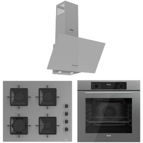 Resim Ferre Flowart Ventora Essential Gri 3'lü Ankastre Set ( QBL63CPR-SS208-D088 ) 