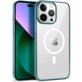 Resim Ardemix iPhone 14 Pro Max Uyumlu Zore Wireless Şarj Özellikli Pixel Magsafe Kılıf-Sierra Mavi 