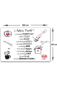 Resim Decorita Cam Ocak Arkası Koruyucu | Aşkın Tarifi | Beyaz Fon | 