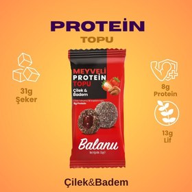 Resim Meyveli Çilekli & Bademli Protein Topları 55gr x 6 Adet 