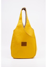 Resim Fabric Craft Bag Omuz Çantası Duck Kumaş Astarlı Büyük Boy Günlük Tote Hardal 