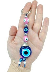 Resim biuti Nazar Boncuğu Anahtarlık / Araba Dikiz Ayna Süsü Pembe Nazar Boncuklu Hediyelik Aksesuar 