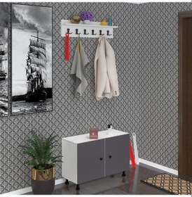 Resim Kenzlife Portmanto Ayakkabılık Ve Askılık Edik3 Gribyz 53 080 32 Oniki Çift Ayakkabı Kapasitesi Ahşap 