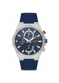 Resim Jg. Polo Club Erkek Kol Saati Gümüş Renk, Mavi Kadran - Şık Silikon Kordon, 2 Yıl Garantili Metalik 