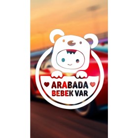 Resim Arabada Bebek Var Araba Cam Sticker 24X28CM 2 Elli 