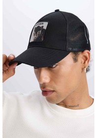 Resim DeFacto Erkek Etiket Baskılı Dokuma Beyzbol Basketbol Şapkası B7998AX25SMBK27 