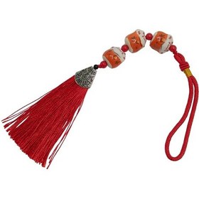 Resim Üçlü Turuncu Maneki Neko Şans Kedisi Araba Süsü No.5t 