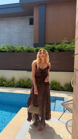 Resim Angelica Fırfır Detaylı İkili Takım Acı Kahve - M 