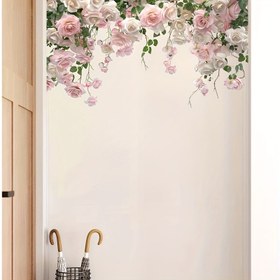Resim 1 adet Art Deco Gül Tuvalet Etiketi, Kendinden Yapışkanlı Plastik Çiçek Çıkartması, Mat Kaplama, Düzensiz Şekil, Tek Kullanımlık, Seramik Yüzeyler için, Pil Gerektirmez, Çiçek Banyo Dekoru 