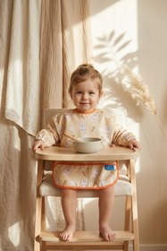 Resim Babydonat Bunny Bliss Su Geçirmez Kollu Bebek Mama Önlüğü - Leke Tutmaz Blw Uyumlu Tavşan Desenli Mama Önlüğü 