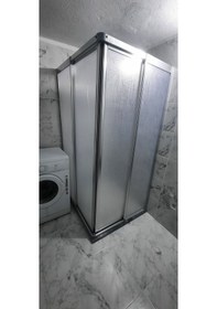 Resim Girayduşakabin 90x100 Parlak Profil Mika Köşe Girişli Kabin Gümüş 