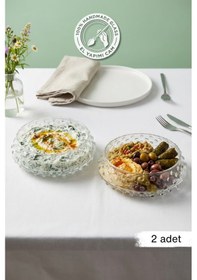 Resim Selen Concept Bubble Model Orta Boy El Yapımı Cam Salata Ve Sunum Kasesi 2'li Set Şeffaf 