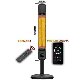 Resim Luxeva Elektrikli Isıtıcı Smart-fr Jetblack Akıllı Karbon Infrared Su Geçirmez Ip55 2500w 