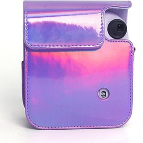 Resim Fujifilm Instax Mini 12 Makine Uyumlu Lila Parlak Deri Kılıf 