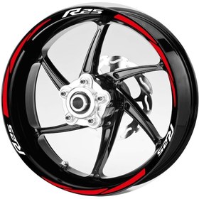 Resim Beyaz R25 Yazılı 3 Parçalı Reflektif Kırmızı Jant Şeridi 