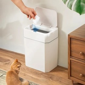 Resim 4147 Hareket Sensörlü Sessiz Kapatma Çöp Kutusu Banyo Mutfak Çöp Kovası Kapaklı Banyo Çöp Kovası 