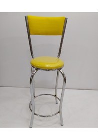 Resim Sandalye Bar Tipi Yüksek Model Sarı 1 Adet Metal Çelik Nikelaj Su 