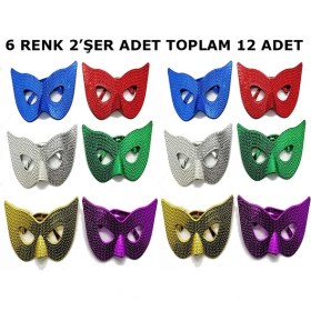 Resim Maskeli Balo Partisi Görünümlü Retro Parti Gözlüğü 6 Renk 12 Adet 