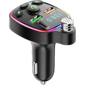 Resim Apera NR67 RGB Renkli FM Radyo Transmitter MP3 Çalar Bluetooth 5.0 Çakmaklık Type-C Hızlı Şarj Aleti 