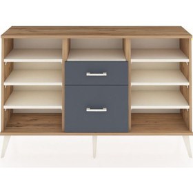 Resim Arges Konsol 7 Raflı 2 Çekmeceli 132x30x83 Çam-aytaşı/antrasit Aytaşı/antrasit 
