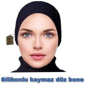 Resim Enefendi Silikonlu Düz Bone Kaymayan Tesettür Hijab İç Bone Dikişsiz Siyah Çok Renkli 