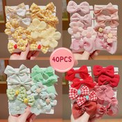 Resim 40 adet Sevimli Tatlı Tarzlı Bowknot Çiçek Desenli Saç Bağları Güçlü Tutma Zarar Vermemek Uygun Saç Bağları Günlük Hayat İçin Uygun Sevgililer Günü Yeni Yıl Giyinme - Paskalya 