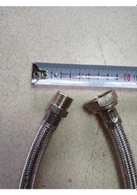 Resim 100 Cm Kalın Çelik Örgülü Bağlantı Hortumu 3/4r 1/2n 25 Ad Gümüş 