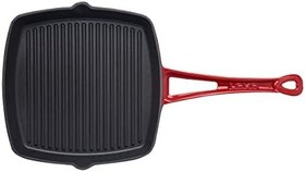 Resim Lava Döküm Izgara Tava, Metal Saplı, 26x26 cm, Kırmızı 