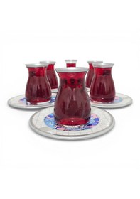 Resim Sudedi Home 6 Kişilik Çiçek Desenli Çay Bardağı Seti Porselen Tabaklı Çok Renkli 