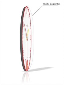 Resim Büyük Sarı Kırmızı Beyaz Bombe Camlı Sessiz Hediyelik Ev Ofis Çocuk Odası Mutfak Okul Duvar Saati 