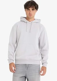 Resim DeFacto Regular Fit Kapüşonlu Kanguru Cepli İçi Yumuşak Tüylü Basic Düz Sweatshirt 