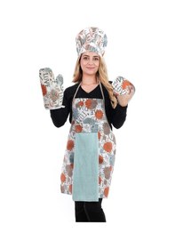 Resim Damla 5li Set Sıvı Geçirmez Su Geçirmez Mutfak Önlüğü Seti Şapka, Eldiven, Tutacak Antrasit 