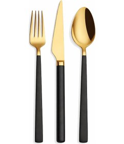 Resim Arsel Alize Gold Black Siyah 24 Parça Çatal Kaşık Bıçak Seti Kutulu 304 Kalite Paslanmaz Çelik Gümüş 