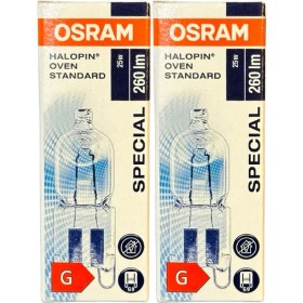 Resim Osram Halopin Oven 25W 2700K (Sarı Işık) G9 Duylu Halojen Fırın Ampulü (2 Adet) 