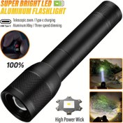 Resim LiHangStar Ultra-Parlak LED Feneri - Şarj Edilebilir Alüminyum Alaşım, Teleskopik Yakınlaştırma, Güç Göstergesi, 3 Aydınlatma Modu, Kamp, Yürüyüş ve Dış Maceralar için Taşınabilir, Şarj Edilebilir El Feneri 