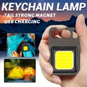 Resim 1 Adet USB Şarj Edilebilir COB Anahtarlık Fener, Mini Taşınabilir Manyetik EDC Işık Süper Parlak Ev Dekorasyonu, Okuma, Çalışma, Parti, Festival İçin Katlanır Mıknatıslı ve Kancalı LED Cep Boyu Sel Lambası 