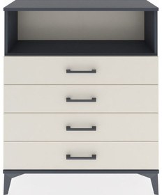 Resim Arges Şifonyer Tek Raflı 4 Çekmeceli 88x30x106 Antrasit-aytaşı Antrasit 