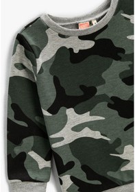 Resim Koton Uzun Kollu Sweatshirt Baskılı Bisiklet Yaka Gri Desenli 3wmb10053tk 3WMB10053TK0D4 Gri 