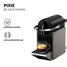Resim Nespresso C62 Pixie Titan Kahve Makinesi-Gri 