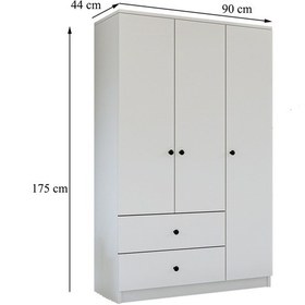 Resim Metalia Gm 854 Home 3 Kapılı 2 Çekmeceli Düğme Kulplu Gardırop 