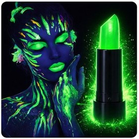 Resim Uv Neon Yeşil Ruj Karanlıkta Parlayan Makyaj Boyası - Ybve-874148 