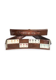 Resim Helena Wood Art Mozaik İşlemeli Masif Ahşap Okey Seti Oval Takımı Gül 