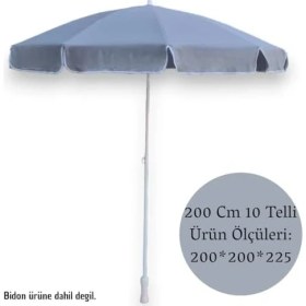 Resim Plaj Şemsiyesi Gri 200 cm 10 Telli 