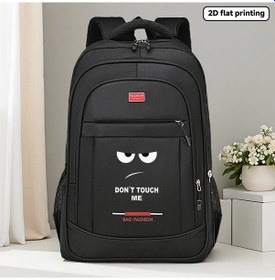 Resim Oldfriend Yüksek Kaliteli Siyah "don T Touch Me" Baskılı Büyük Kapasiteli Seyahat Ve Günlük Sırt Çantası Siyah 