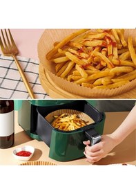 Resim Bucuks 100 Adet Air Fryer Pişirme Kağıdı Tek Kullanımlık Yağlı Kağıdı Yuvarlak Tabak Model 